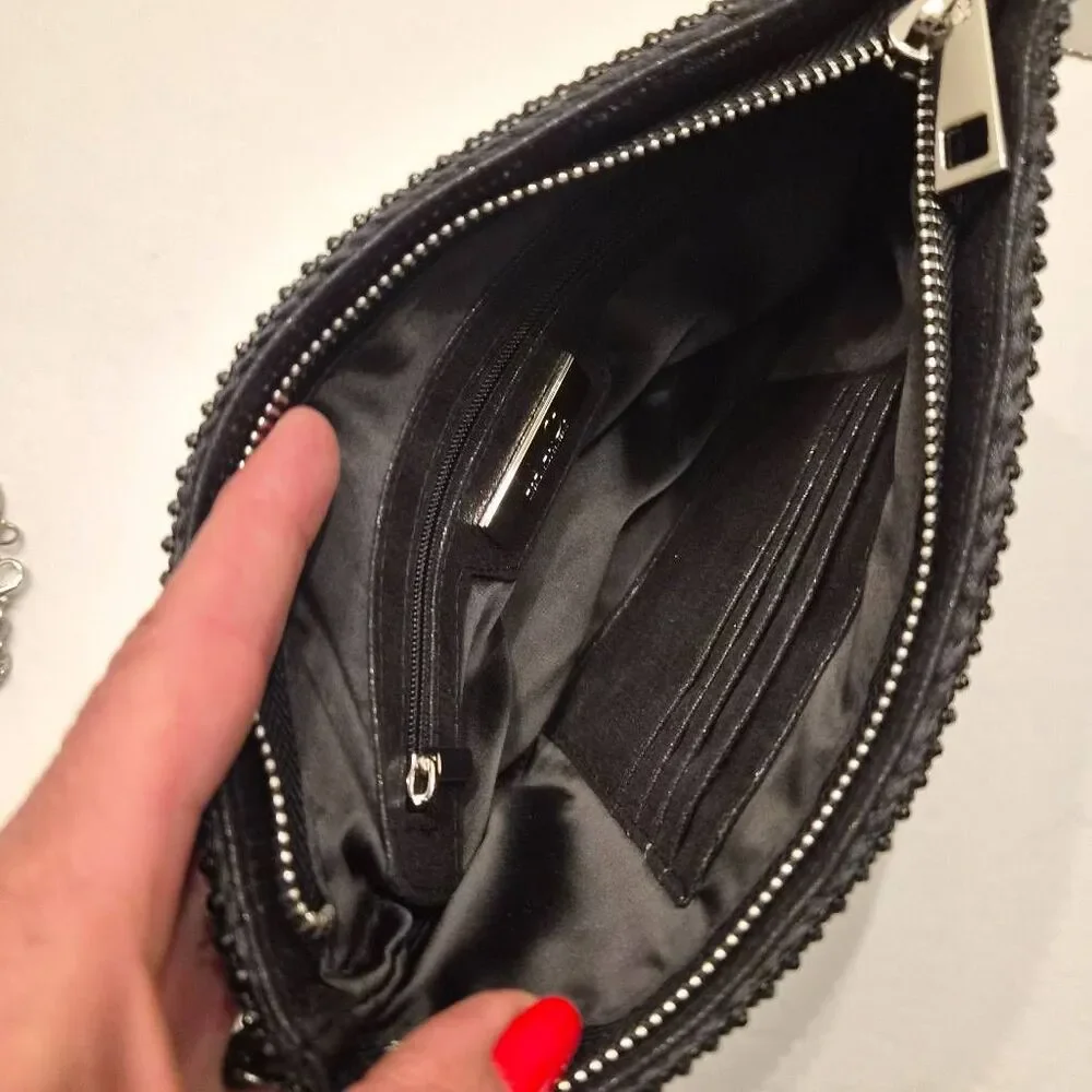 NWOT Black INC Molyy Sequin Bangle Clutch Party Pouch Bag Evening Purse Sexy